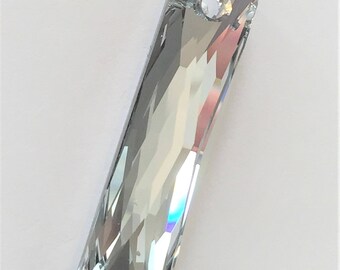 Long Swarovski Drop, Crystal CAL Faceted Queen Baguette Pendant