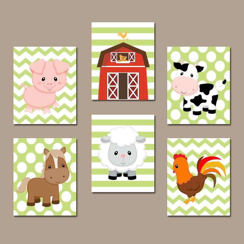 FARM Animals Wall Art Canvas or Prints Country Baby Boy