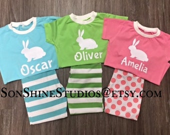 2018 Easter/Spring Pajamas Children, New Spring Colors Polka Dots and Stripes, Lime, Aqua, Pink, Lavender/More Sizes