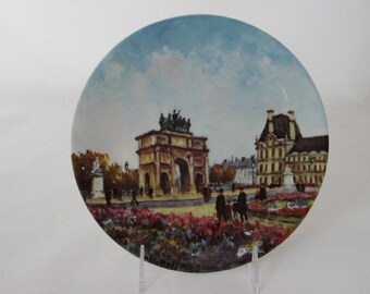 Louis Dali, Limoges Plate, Le Jardin Des Tuileries, plate 7 of 12 collectible plates, Parisian cityscapes, Porcelain de Limoges France