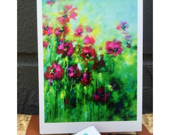 Greeting card, art card, flower card, thank you card, card for her, note card, card with envelope, abstract flower card