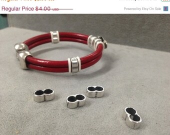 On Sale NOW 25%OFF Double Strand Separators For Up To 5Mm Round Leather Cord Antique Silver Z400 Qty 4