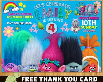 Trolls Invitation For Birthday Party Trolls Movie New 2016