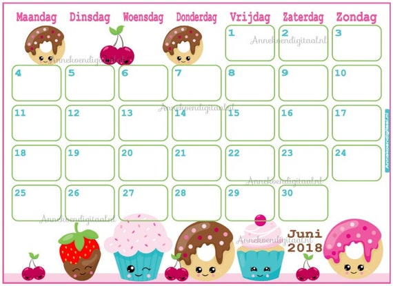 calendar june 2018 cute donuts planner printable cute