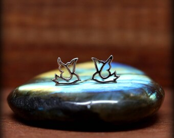 Dove earrings, Sterling silver dove post earrings