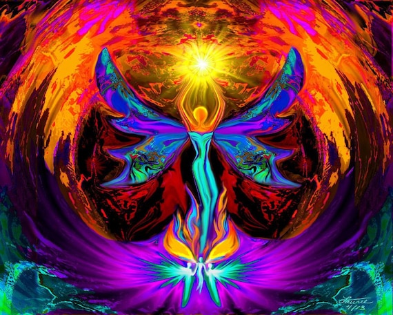 Reiki Angel Art Spiritual Energy Art Print Phoenix