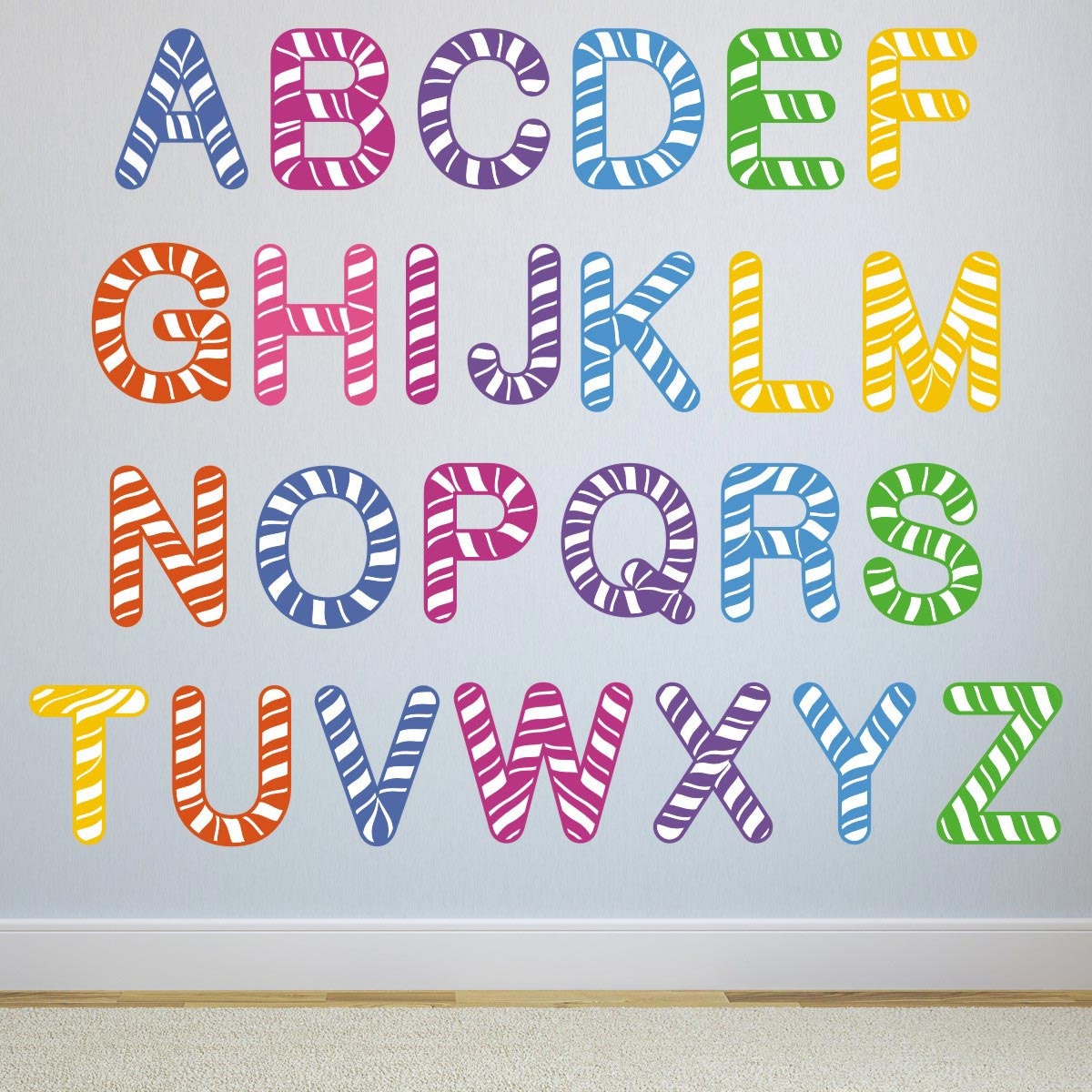 Stripe Alphabet Letters Wall Stickers Alphabet Wall Decals