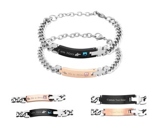 Couples Bracelets, Engraved Bracelet,Valentine Bracelet,Name bracelet,Initial Bracelet,Anniversary Bracelet,Personalized Couple Bracelet