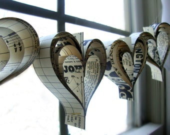Valentines day Garland paper hearts banner