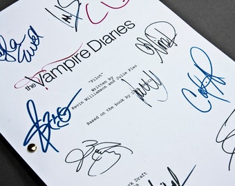 The Vampire Diaries TV Script with Signatures / Autographs Reprint Unique Gift Christmas Xmas Present Film Movie Fan TVD Ian Somerhalder