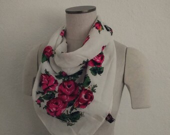 Cashmina Floral Scarf. Cashmina Scarf. Floral Scarf. Vintage Scarf. Vintage Floral.