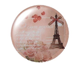 Set of 2 cabochon 20mm round glass Eiffel Tower