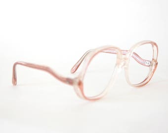 80s Pink Safety Glasses Frames - Pink Eyeglasses - 1980s Glasses - Oversized Eyeglasses - Extra Large Glasses - Large 80s Frames - Rem