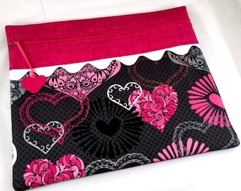Valentine Bright Hearts Cross Stitch Embroidery Project Bag