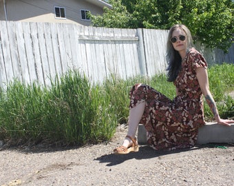 90s Floral Grunge Maxi Mom Dress