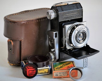Kodak Retina I (Type 149) 35mm camera w/ 5cm f3.5 Xenar Lens, w Case, Filters