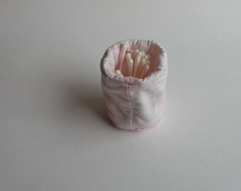 Shibori soft sculpture bowl -Q tip holder- bathroom organization - bedroom organizer-pink tie dye