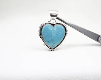 Sterling Silver and Kingman Turquoise Heart Pendant