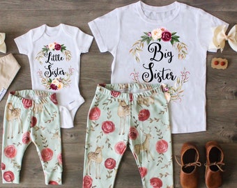 Big Sister Little Sister Outfit, Big Sister Shirt, Little Sister Shirt, Pregnancy Announcement, Custom Outfit, Newborn Gift, Photo Prop