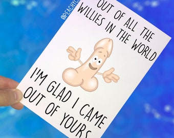 Father's Day Cards Adult Rude Banter Comedy Willies In The World Birthday Cards For Dad, Christmas Cards Funny Cards Novelty Humour PC418