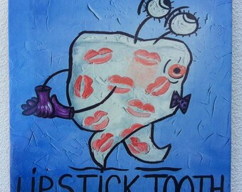 Lipstick Tooth! Funny souvenir tile