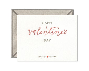 Happy Valentine's Day letterpress card - single