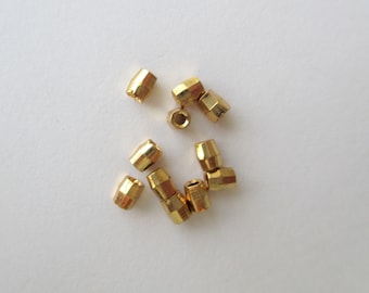 Gold Plated Brass Spacer Bead, GP Diamond Cut Spacer, 3mm Double Cone Spacer, GP Faceted Spacer Bead, lot of 100