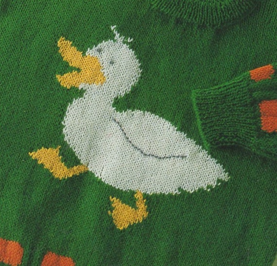 PDF Knitting Pattern / Duck motif baby sweater / 8 ply and ...