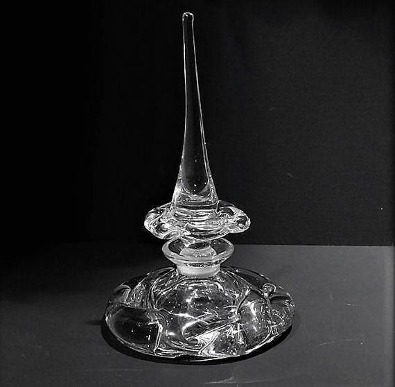Art Deco Czech Perfume Bottle / Molded Glass