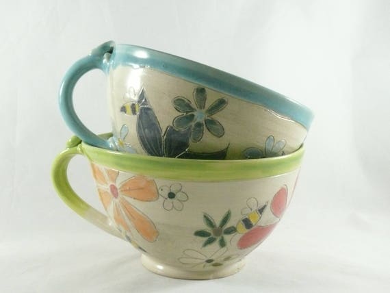 two oversized mug soup mugs large latte cups tea cups soup