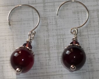 Purple Agate & Sterling Silver Earrings