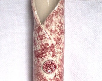 Red & White Wrap Vase - Ceramic Vase - Pottery Vase