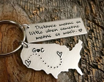 Long Distance Relationship Boyfriend Gift Personalized USA Keychain State keychain Long Distance Girlfriend Gift Custom Keychain