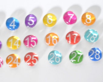 20 percent off- SMALL - 31 number magnet or push pin set, 2017 perpetual calendar, back to school, organize, teacher