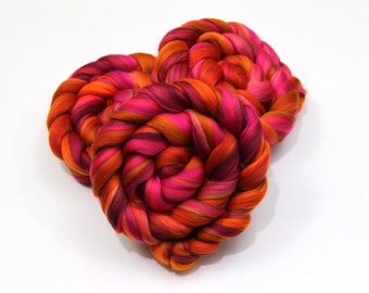 Merino Wool Roving (combed top) - Custom Blended Commercially Dyed Roving for Spinning or Felting - 4 oz
