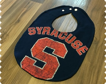 Syracuse Baby Bib, Recycled T-Shirt Baby Bib, Syracuse NY, Syracuse University, Syracuse Sports, Gender Neutral Baby Shower Gift