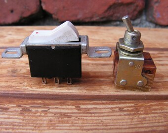 Vintage On/Off Toggle Switch, Set of 2 Vintage Switches, Old electrical switches, On off switchers