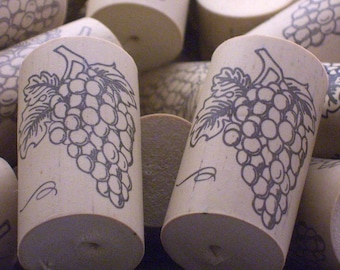 100 Wine Corks With Grapes -- Identical Synthetic Corks