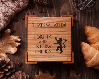 Custom coasters Engraved coasters Wedding coasters favor Bridal shower gift Personalized coasters set Housewarming Gift Game of Thrones gift