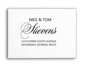 Custom Return Address Stamp, Personalized Stamp, Calligraphy Stamp, Wood Handle or Self Inking