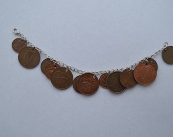 Foreign coin charm bracelet
