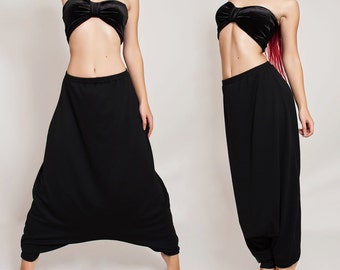 Summer Stretch Harem Pants Oversize Black Hippie pants ,Baggy trousers ,Comfortable low crotch pants Plus Size Loose Pants Japanese.
