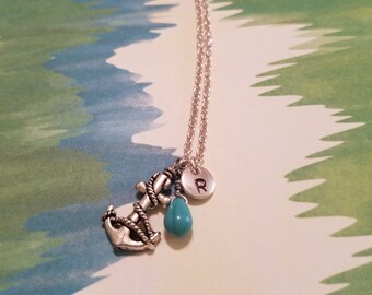 Birthstone December turquoise necklace anchor turquoise December birthstone turquoise anchor birthstone anchor necklace turquoise birthstone