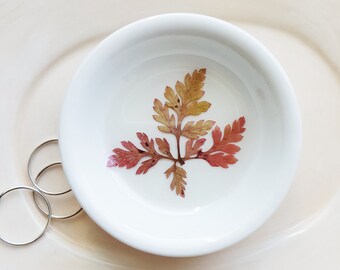 Ring Dish with Red Fern, Small Jewelry Organizer, Red Fern Ring Dish, Nature Dish, Trinket Holder, Naturalist Gift, Small Organizer