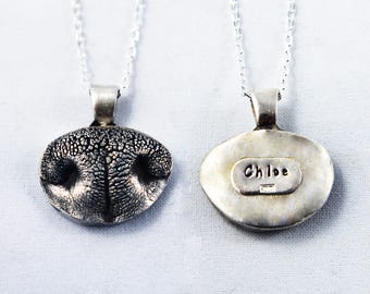 3D Silver Dog Nose Print Pendant on a keychain or necklace - YOUR Dog's Actual Nose Print, Pet Jewelry, Dog Nose Print, Pet Memorial Jewelry