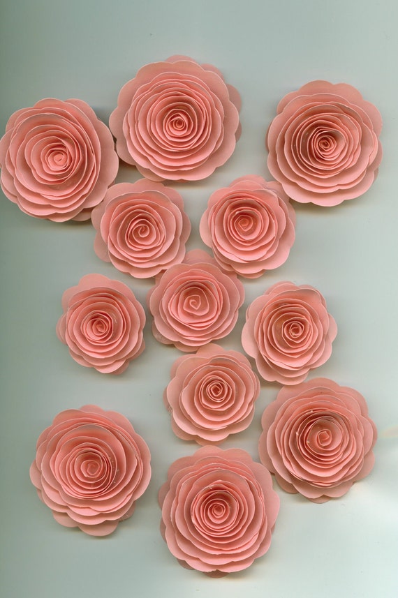 Items similar to pretty pink roses spiral paper flowers large lot on etsy