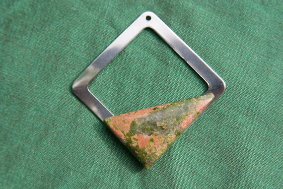Unakite Pendant, Unakite Cabochon, Square Design Collection, Unakite necklace, Healing Stone, Gemstones, Handmade, Unakite Jewelry