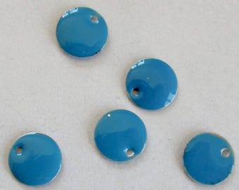 5 sequins émaillés 10mm - Bleu