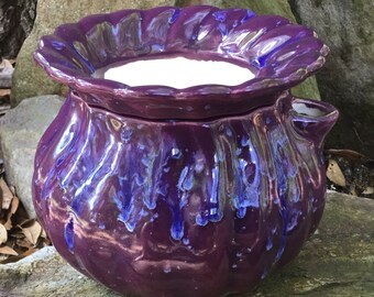 African Violet pot, fluted, purple, drippy, cobalt, self watering, modern, Violet pot