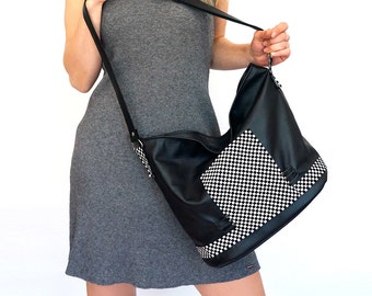 sale - lined leather tote - zipper handmade leather bag – black bag with pockets - genuine leather crossbody purse with pockets - "NEREZZA"